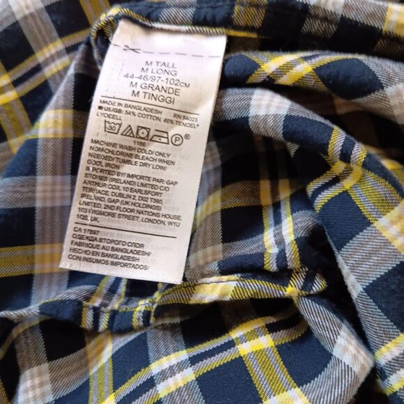 Banana Republic Mens M Tall Oxford  Long Sleeve Button Down Shirt Blue Yellow - Picture 7 of 8